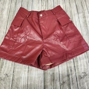 Faux leather womens medium shorts